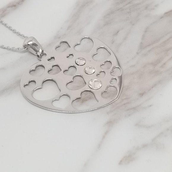 Heart Pendant Swarovski Crystal Sterling Silver - Picture 5 of 6